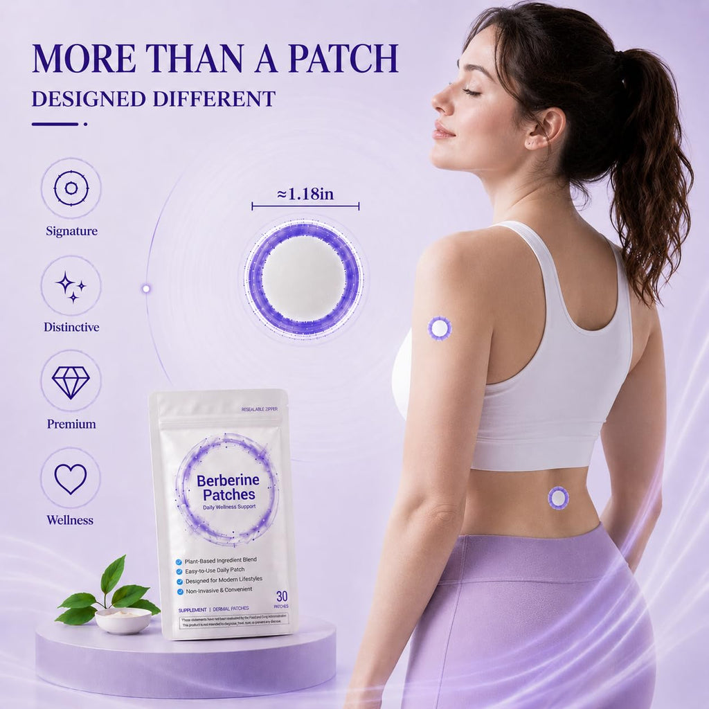 Yainmos Berberine Patches for Women and Men, New & Improved Berberine Patches with Plant Extracts, Applied to Various Parts of The Body (30 Count)