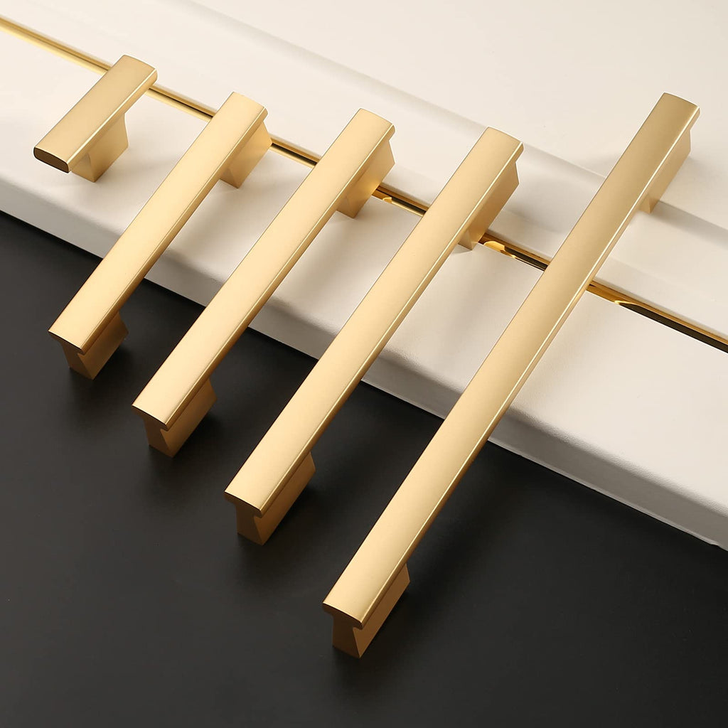 Asidrama 10 Pack Brushed Gold Kitchen Cabinet Knobs - Dresser & Drawer Knobs - Zinc Cabinet Hardware
