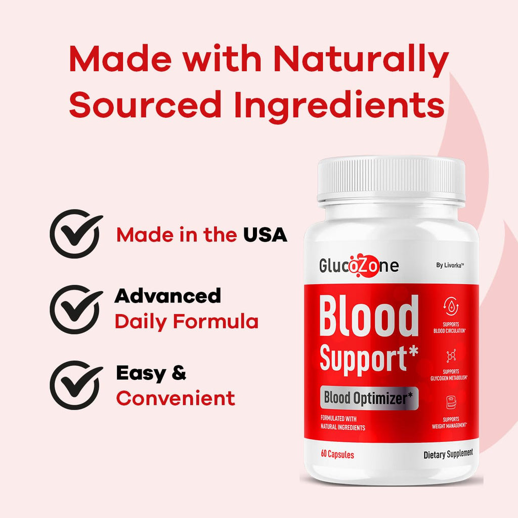 GlucoZone Blood Support - GlucoZone Capsules Support Optimizer Supplement All Natural Advanced Formula, Pills Premium Vitamins for Health & Wellness, 60 Capsules for 1 Month
