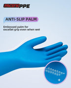 PACIFIC PPE 4 Pairs Reusable Dishwashing Cleaning Gloves with Latex Free, Cotton Lining, Kitchen Gloves, Blue, Large