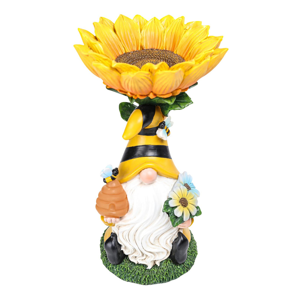 MUMTOP Garden Gnome BirdBath for Outdoor, Bird Baths Bowl Solar LED Light
