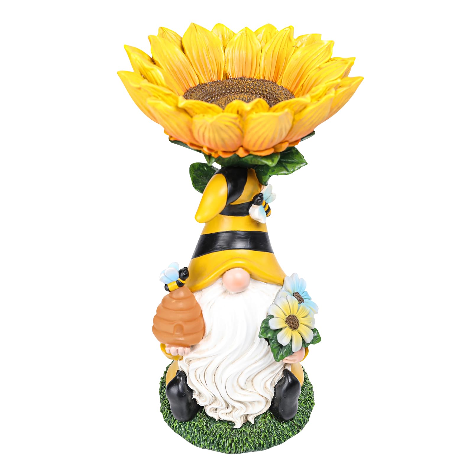 MUMTOP Garden Gnome BirdBath for Outdoor, Bird Baths Bowl Solar LED Light