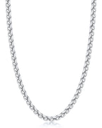 Jewlpire Silver Chain for Men, 4mm Wheat Chain Necklace Stainless Steel Necklaces Chains for Men, Mens Necklaces 20 Inch
