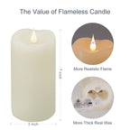 TECHLONG Flickering Flameless Candles with 3D Moving Flame, Last 1000+ Hours Battery Operated Candles with Timer, Ivory Real Wax Pillar Electric LED Candle for Wedding Christmas Party/3" x 7"