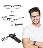 2 Pack Ultra Thin Lightweight Folding Reading Glasses Women Men TR90 Blue Light Blocking Anti UV/Eyestrain Foldable Compact Computer Readers Portable Unique Stretchable Slim Flat case Black +2.5