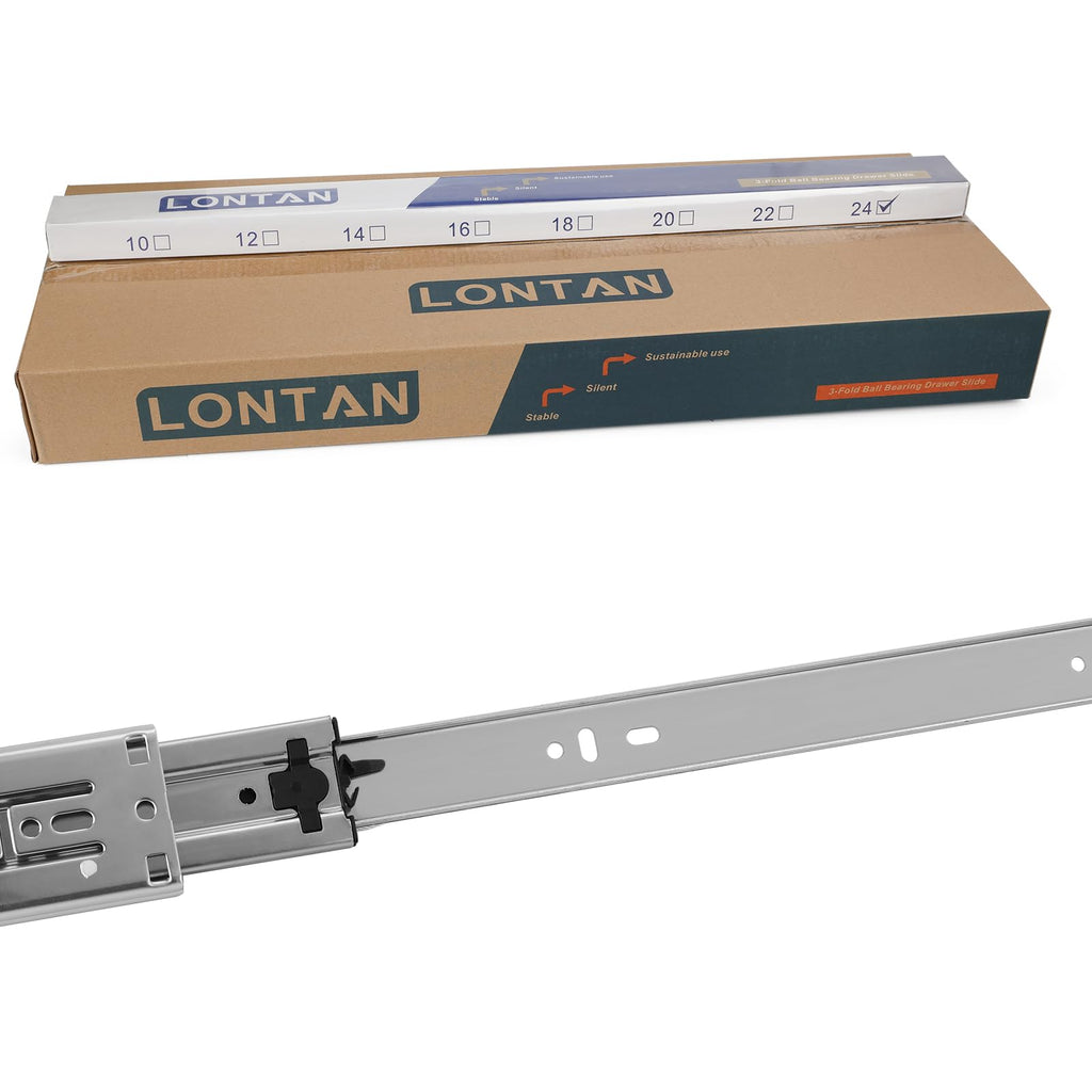 LONTAN 15 Pairs 22 Inch Soft Close Drawer Slides Heavy Duty Dresser Drawer Glides Metal Ball Bearing Full Extension Kitchen Cabinet Rails 100 LB Capacity