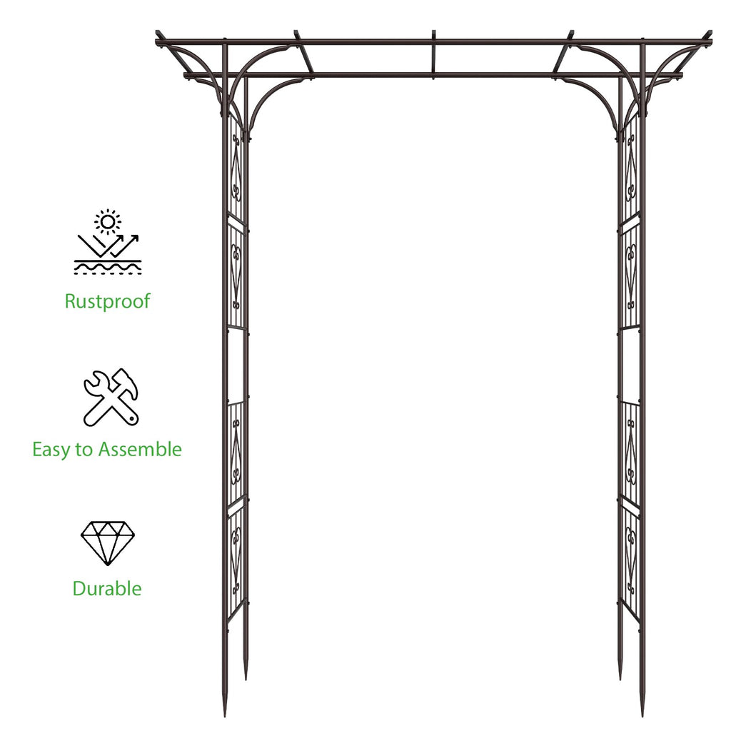 87in Garden Arbor Metal Arch Trellis for Climbing Plants Outdoor Wedding