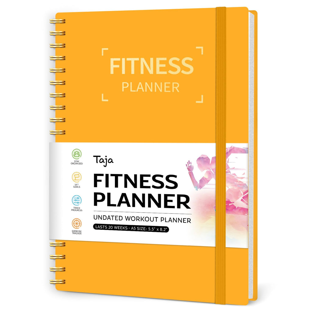 Fitness Workout Journal for Women & Men, A5(5.5" x 8.6") Workout Log Book Planner for Tracking, Progress, and Achieving Your Wellness Goals-Yellow