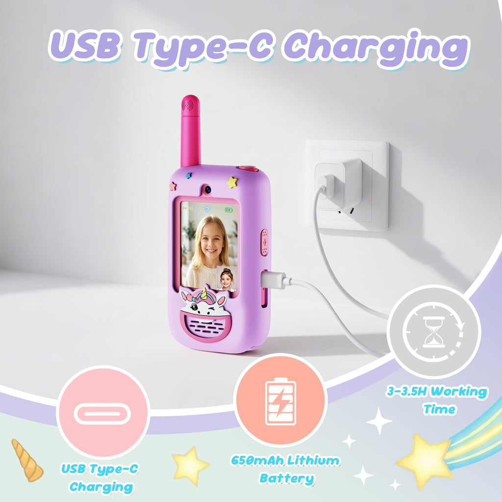 Video Walkie Talkies for Kids, 2 Pack HD Camera Long Range Two Way Radios