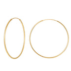 Thin Gold Hoops 40mm Medium Size | 1.2mm Sterling Silver Simple Large Hoop Earrings | Minimalist Skinny Threader Gold Hoop Multiple Sizes