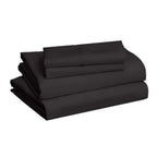 Amazon Basics Lightweight Super Soft Easy Care Breathable Microfiber 4-Piece Bed Sheet Set with 14-Inch Deep Pockets, Wrinkle Resistant, Full, Black, Solid