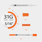 1CC Syringes with 31G 5/16"(8mm) Needle 30PACK, Lab Supplies Individually Wrapped (1CC 31G 5/16"-30PACK)