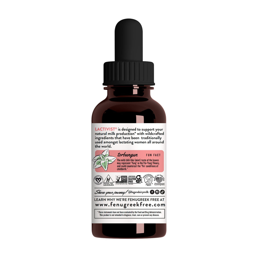 Legendairy Milk Lactivist Drops, Breastfeeding Supplement to Increase Breast Milk Supply, Organic Torbangun for Lactation, Made in USA, Alcohol Free, 4 Fl Oz