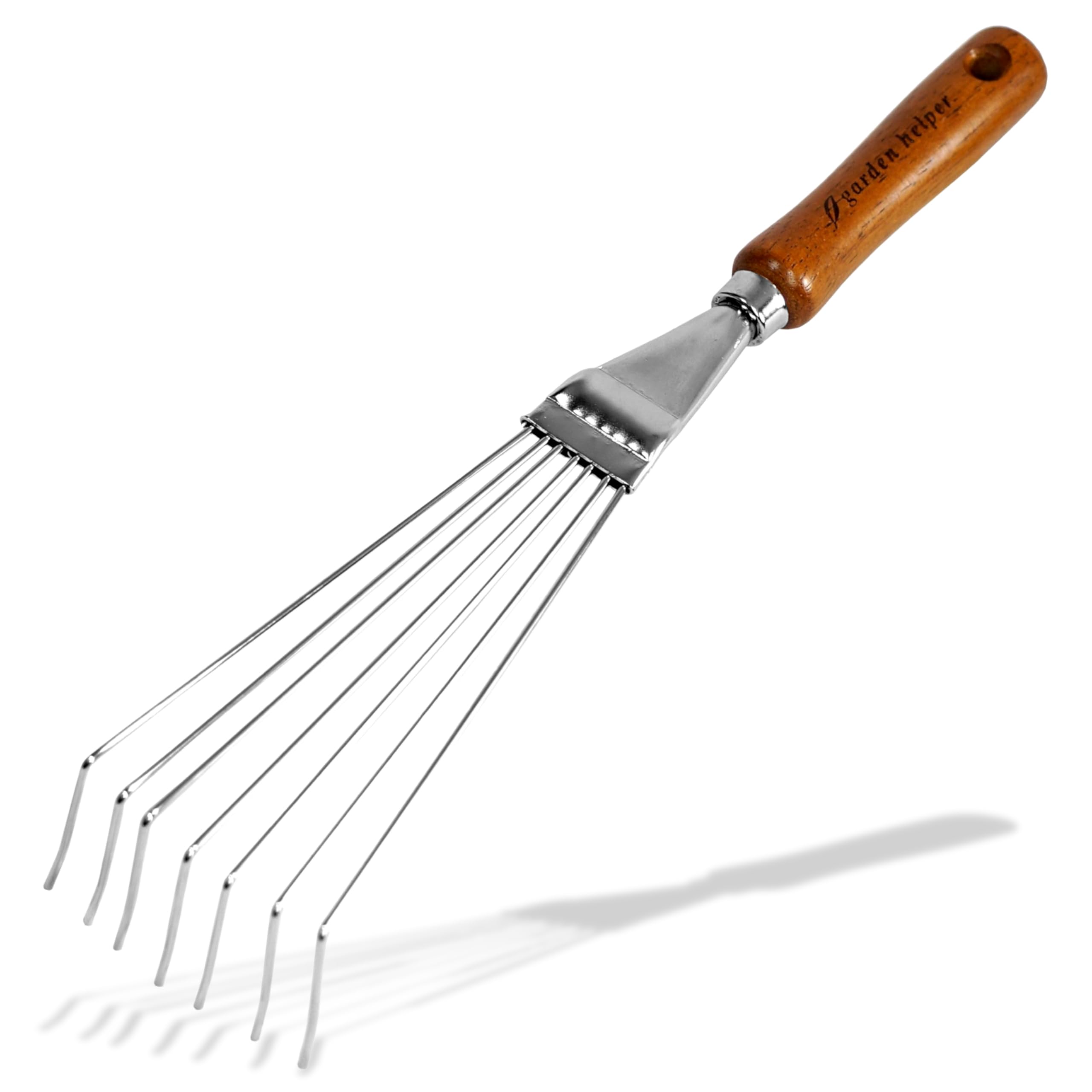 Japanese Hand Rake Garden Tool - Japanese Steel with Wood Handle - Small Rake for Leaves, Handheld Garden Cleaning Tool - Made in Japan