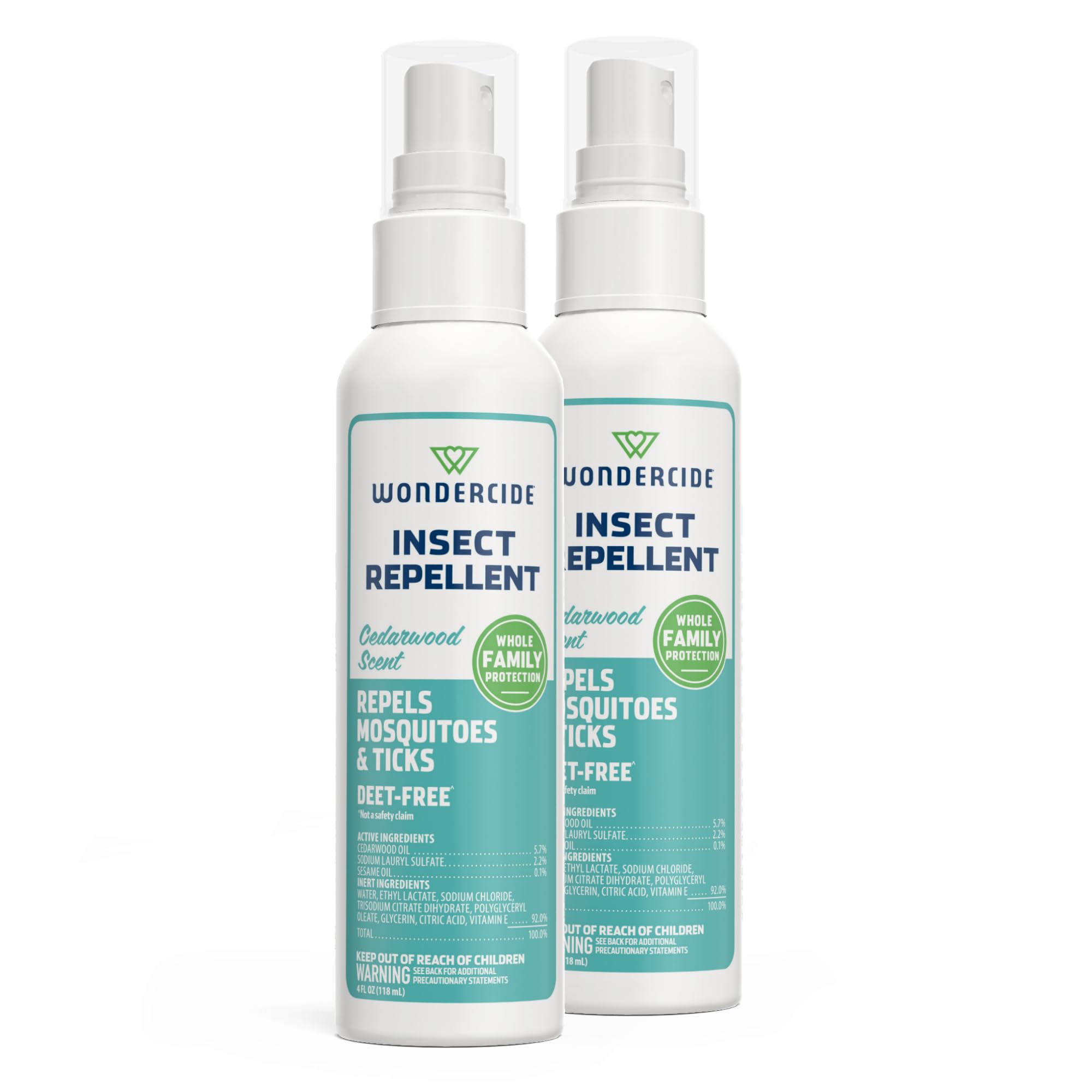 Wondercide - Mosquito, Tick, and Insect Repellent with Natural Essential Oils - DEET-Free Bug Spray and Killer - Safe for Family - Cedarwood 2-Pack of 4 oz Bottle