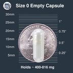 Size 0 Empty Capsules - Vegan Pullulan - 1000 Count Vegetarian Capsules Empty - Joined Fillable 0 Vegetable Pill Capsules - Veggie Caps for Capsule Filling Machine - Halal Kosher Tapioca
