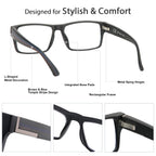 2 Pack Excellent Unbreakable Progressive Multifocus Reading Glasses for Men, TR90 Thick Frame Blue Light Blocking Glasses Anti UV/Eye Strain Computer Readers No-Line Multifocal Eyeglasses, +1.75x