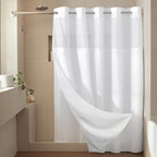 RiverDream Heavyweight Waffle No Hook Shower Curtain with Liner,White,71x74