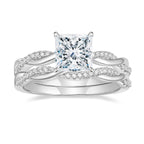 Mameloly 2ct Wedding Band for Women Princess Cut Bridal Ring Sets Cubic Zirconia Promise Engagement Rings Twisting Infinity Pave Set Size 7