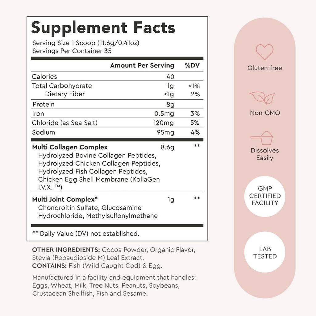 Alaya Multi Collagen Powder - Type I, II, III, V, X Hydrolyzed Collagen Peptides Protein Powder Supplement with MSM + GC (Chocolate)