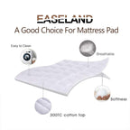 EASELAND King Size Mattress Pad Cotton Pillow Top Mattress Topper White