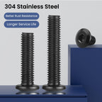 BNUOK M6-1.0 x 45mm Flat Head Hex Socket Cap Screws Bolts 10Pcs, M6 Bolt 304 Stainless Steel Black Zinc Plated, Full Thread, with Hex Spanner