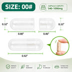 FUMMANY Size 00 Vegan Empty Pill Capsules -1000 Count Clear Veggie Vegetarian Capsule Filling Vitamin Powders for DIY Supplements
