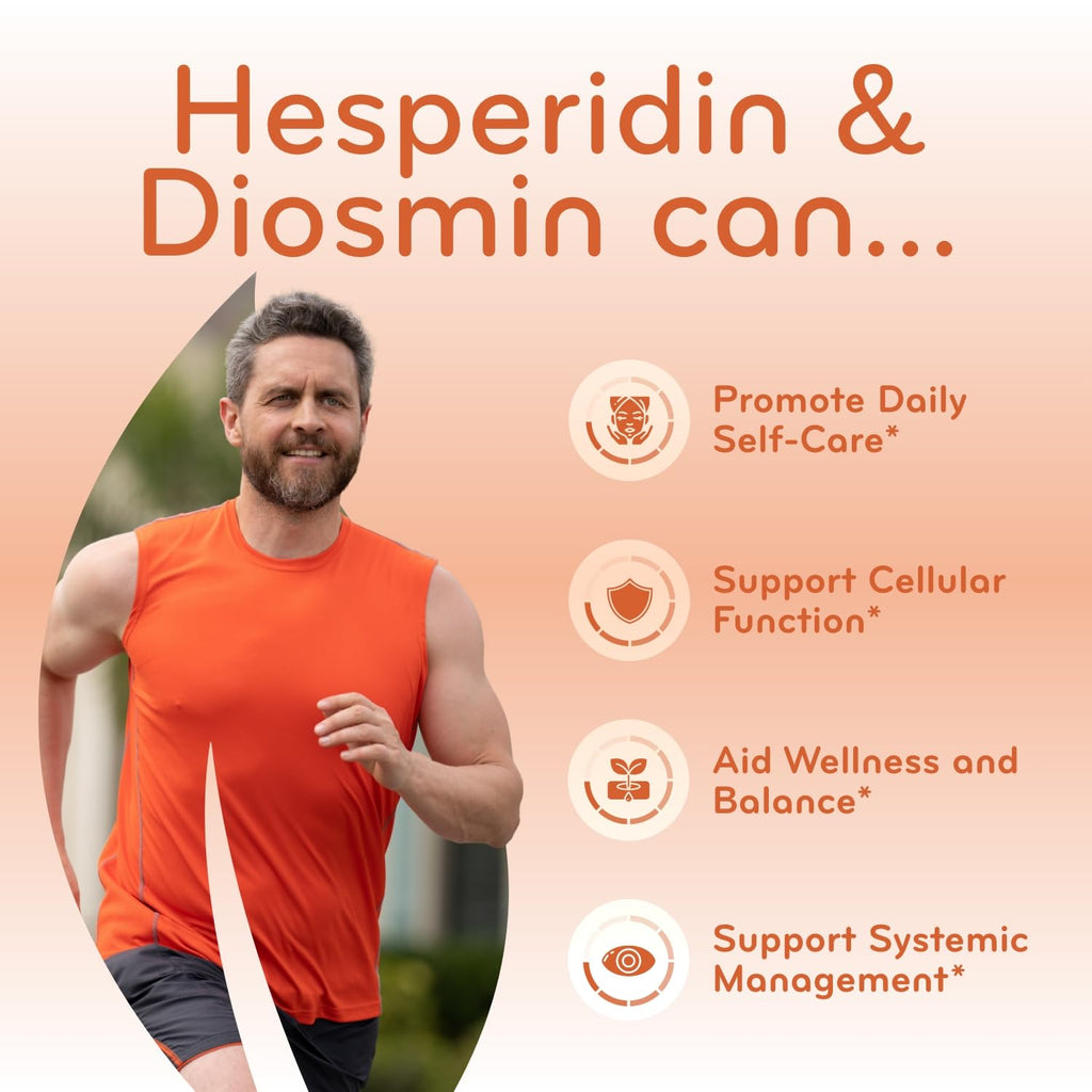 Diosmin Hesperidin 1000mg Circulation and Vein Support Supplement - High Strength Hesperidin & Diosmin Complex 1000mg per Serving Varicose Leg Vein Supplement - Vegan & Non-GMO (30 Servings)