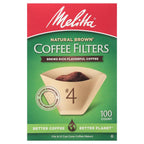 Melitta #4 Unbleached Coffee Filters, Natural Brown Cone Filters, 6-Pack