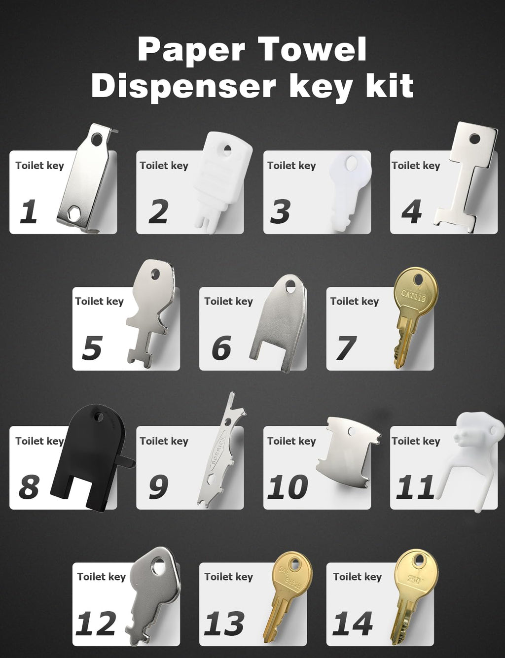 Mellbree 29-Pack Dispenser Key Set for Toilet Paper Towel Soap Janitor