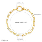 FRUMOS 18K Gold Plated Paperclip Chain Bracelet with Front Spring Ring Clasp, Minimalist Stackable Waterproof Everyday Jewelry for Women