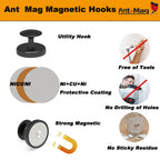 Ant Mag Magnetic Hooks Heavy Duty for Coat Hanging Strong Magnetic Hangers for Metal Surface Great Organization for Cruise Cabinet Door Kitchen Room Office