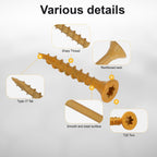 Bobibbi Wood Screws #8 x 1-1/4’’, T25 Star Torx Drive Flat Head Deck Screws, Tan, 194Pcs (1lb)