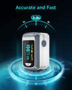 Fingertip Pulse Oximeter Blood Oxygen Monitor Finger for Adult & Children Portable Oxygen Level Monitor with OLED Screen Included 2 X AAA Batteries and Lanyard