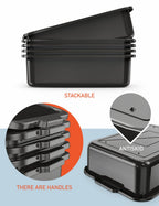 5-Pack 13 L Commercial Bus Tubs/Tote Box, Black Plastic Storage Wash Basin Tub