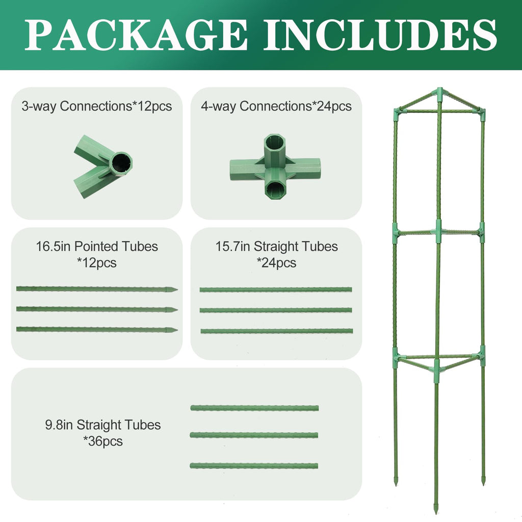 Tiuire Tomato Cages for Garden,4 Pack 50in Tall Tomato Plant Support Stakes Adjustable Heavy Duty Steel Plant Tower Stakes, Updated Cucumber Trellis Garden Cages for Climbing Plants Vegetable Flowers