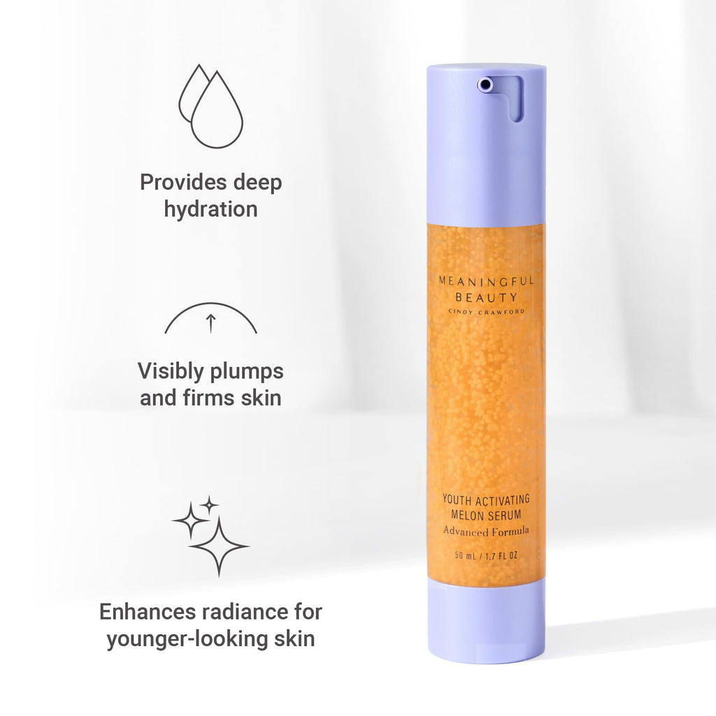 Meaningful Beauty Youth Activating Melon Serum, Lightweight, Hydrating, Anti Aging Face Serum with Melon Stem Cell Extract & Hyaluronic Acid, Skin Care for Mature Skin, Travel Size, 1.7 Fl Oz