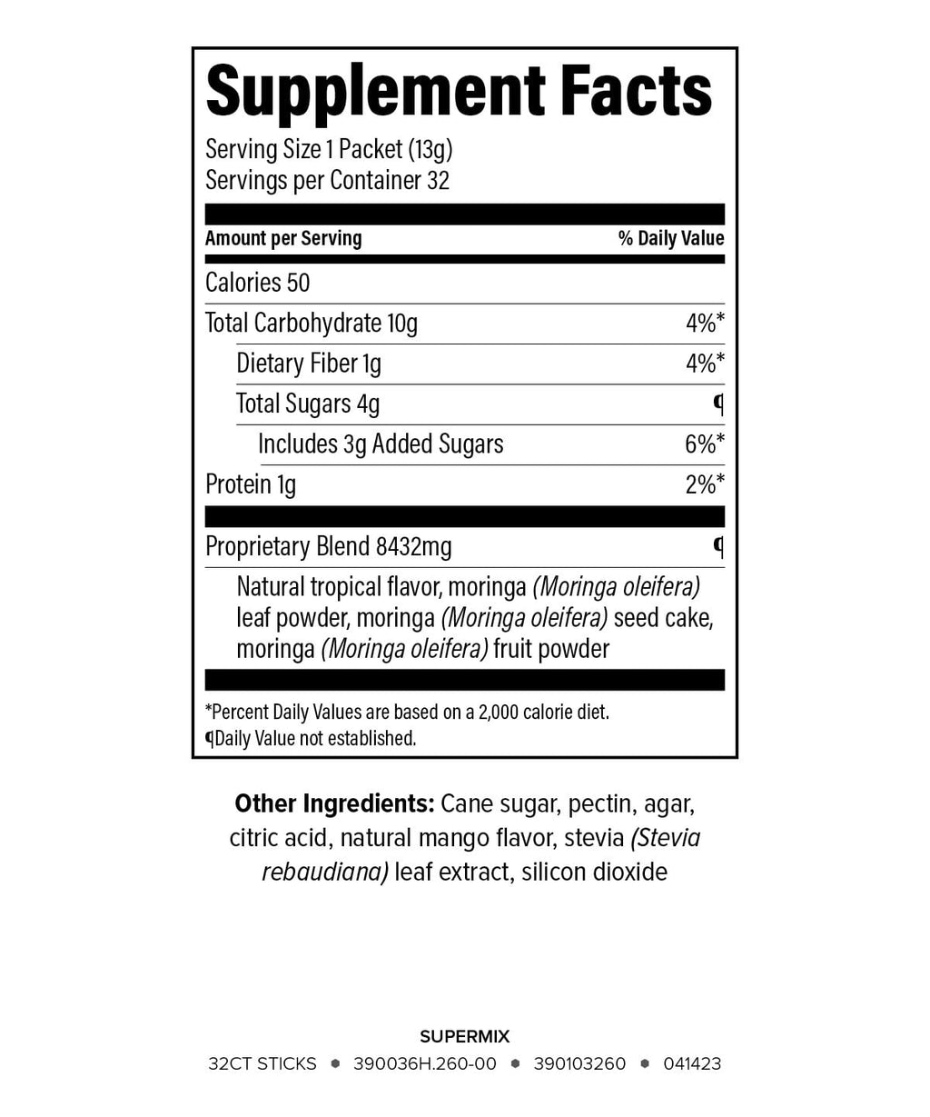 Isagenix SuperMix - Premium Moringa Superfood Powder with Phytonutrients - Convenient Individual Serving Packets - 32 Servings - Tropical Fruit Flavor
