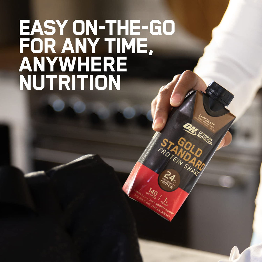 Optimum Nutrition Gold Standard Protein Shake, 24g Protein, Ready to Drink Protein Shake, Gluten Free, Vitamin C for Immune Support, Vanilla, 11 Fl Oz, 12 Count