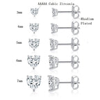 MDFUN 18K White Gold Plated Heart Stud Earrings for Women,5 Pairs