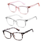 Hycredi Kids Blue Light Blocking Glasses，Anti Eyestrain & UV Protection, Computer Gaming TV Phone Glasses for Boys Girls-(Clear Pink+Clear+Leopard)