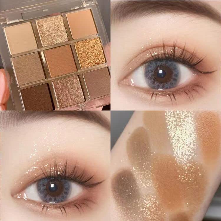 Kayswang 9 colors glitter eyeshadow palette makeup palette matte high pigment color cream texture palette in autumn and winter long lasting and waterproof (4PC), Number Of Items 1, 0.0353 Ounce