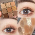 Kayswang 9 colors glitter eyeshadow palette makeup palette matte high pigment color cream texture natural eye shadow powder eye shadow palette in autumn and winter long lasting (gold+purple)