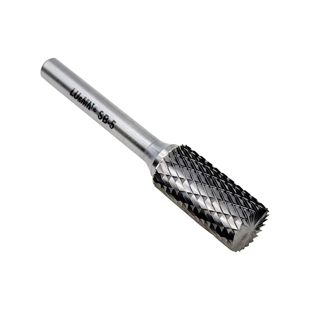 LU&MN SB-5 Tungsten Carbide Burr - Industrial-Grade Double Cut Rotary Burr - 1/2" Head 1/4" Shank - Deburring, Chamfering, Engraving, Polishing - Metal & Wood - 1 Pcs