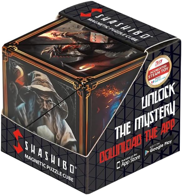 SHASHIBO Shape Shifting Box - Award-Winning Fidget Toy w/ 36 Rare Earth Magnets - Fidget Cube Transforms Into Over 70 Shapes, Sensory Toy Gift for Kids, Teens, and Adults (Tales of Ovirnia)