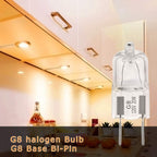 YBEK G8 Halogen Light Bulbs 20W 120V Under Cabinet Lighting Replacements 2Pin 2700K Warm White (Pack of 10)