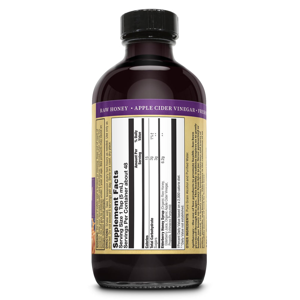 ZAND Elderberry & Honey Immune Syrup - Black Elderberry Syrup for Adults & Kids, Natural Throat Defense Wellness Supplement with Propolis & Organic Apple Cider Vinegar - 8 Fl Oz