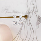 EAMTI Teardrop Bridal Wedding Earrings for Women Cubic Zirconia Crystal 925 Sterling Silver Post Pear Cut Dangle Earring for Bride Bridesmaid