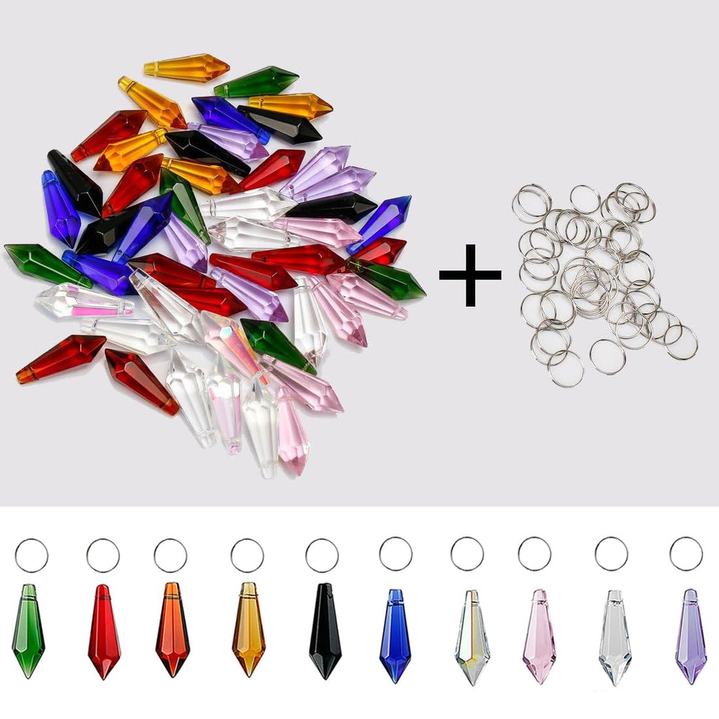 50pcs 38mm Multi-Color Suncatcher Crystal Icicle Pendant Chandelier Prisms