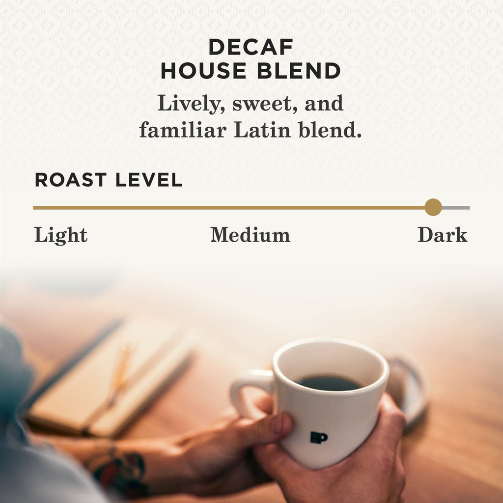 Peet's Coffee, Dark Roast Decaf Keurig K-Cup Pods, Decaffeinated Arabica Coffee - Decaf House Blend 60 Count (6 Boxes of 10 K-Cup Pods)